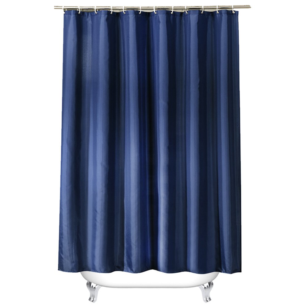 Uniuooi Navy Shower Curtain Bathroom Mould Proof Resistant Waterproof Machine Washable, 100% Polyester Fabric, 180 x 180 cm/71 x 71 inch, with 12PCS Plastic Hooks (Navy)