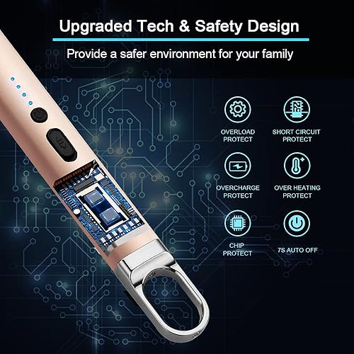 Miniatura 5 de ARECTECH Encendedor de vela eléctrico de arco sin llama, recargable, USB, encendedores largos para cocinar velas, barbacoas, fuegos artificiales,