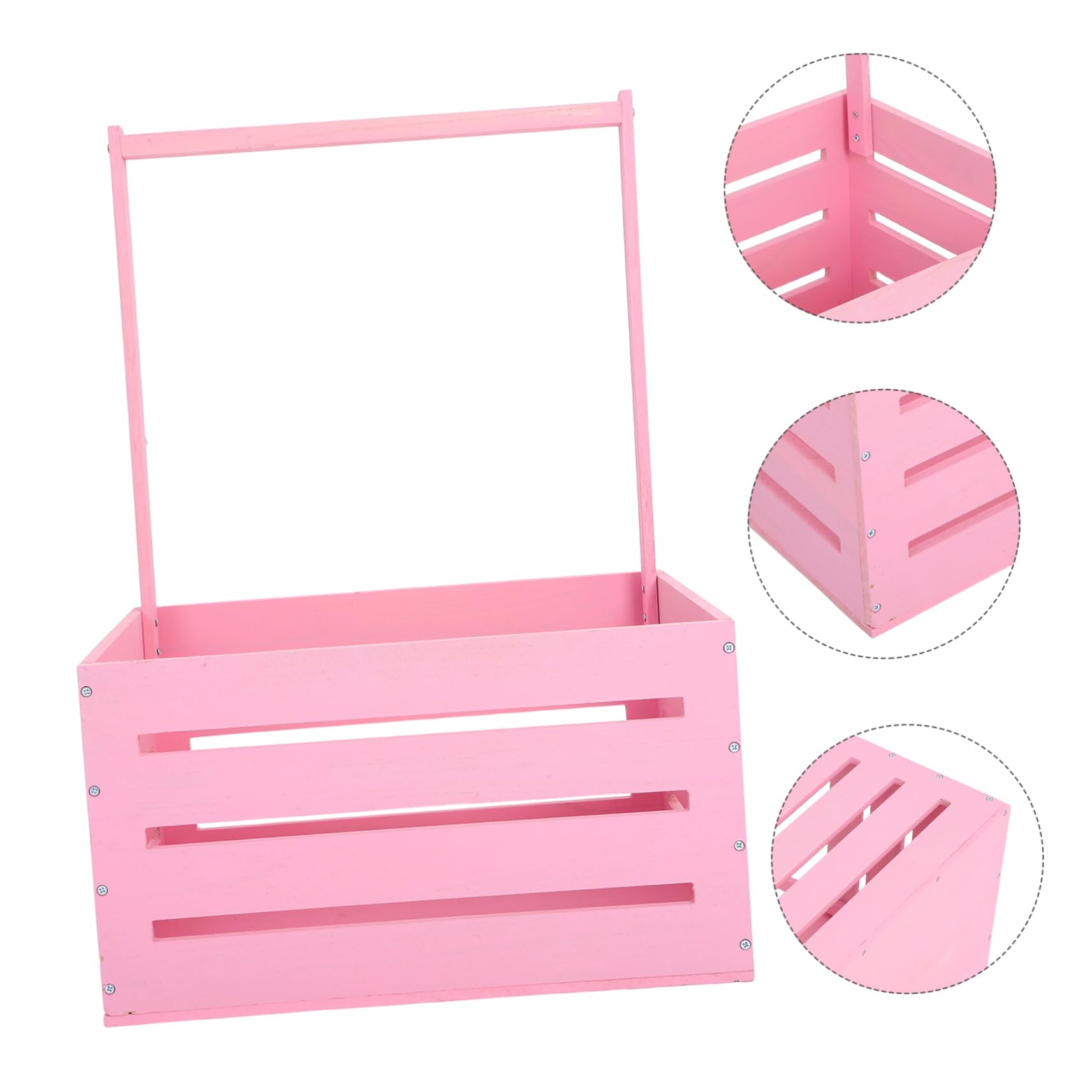 BESTonZON Holzaufbewahrungskorb Für Babyspielzeug Babywäschebox Geschenkkorb Zur Babyparty Rosa Mit Griff Platzsparendes Design Aus Natürlichen Materialien Gefertigt
