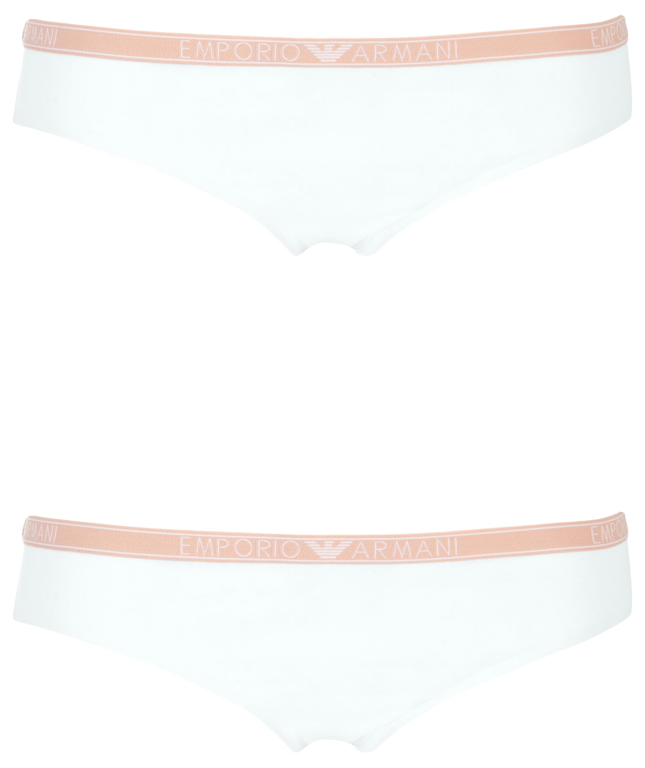 Emporio Armani Women's ESSENTIAL STUDS LOGO 2-PACK BRIEF Underwear, Bianco,