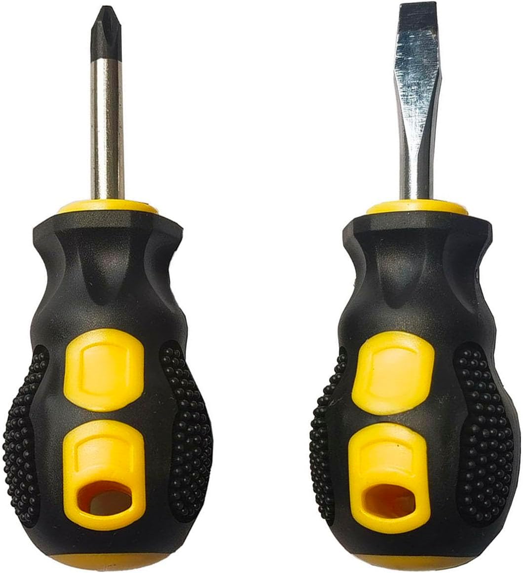 2PCS Short Phillips-Head and Flathead Screwdrivers,Pocket Magnetic Screwdriver Set for DIY Repairing