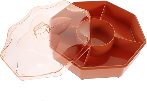 Miniatura 3 de Kichvoe Bandeja multifuncional con compartimento para servir plato de frutas y dulces, tapa de almacenamiento incluida