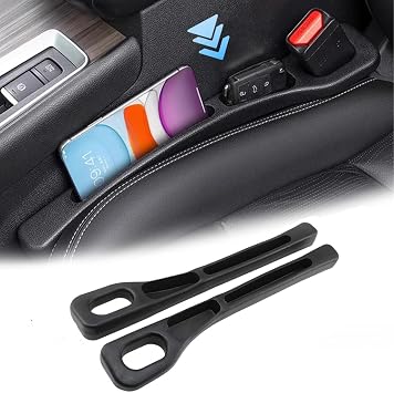 Car Seat Gap Filler Organiser with Phone Holder, 2 Pack Soft Foam Universal | Vehicle Mounted Leak Proof Filling Strip, Stops Items Dropping Car Seat Side Gap Filler for Most Models of Car