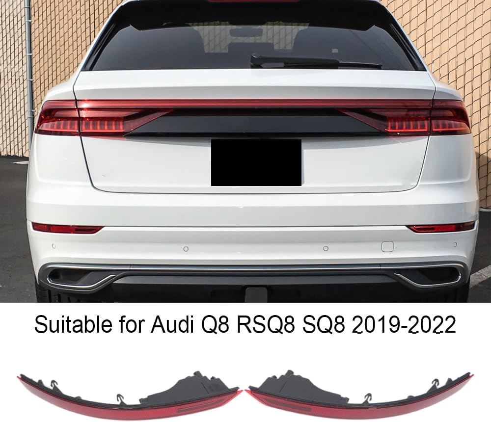 MACHSWON Rear Bumper Reflector Light LED Foglamp, Bumper Reflector Rear Light Lamp, 4M8945702 Red Lens Red Light Passenger Side, 2019-2022 Compatible with Audi Q8, Rear Right