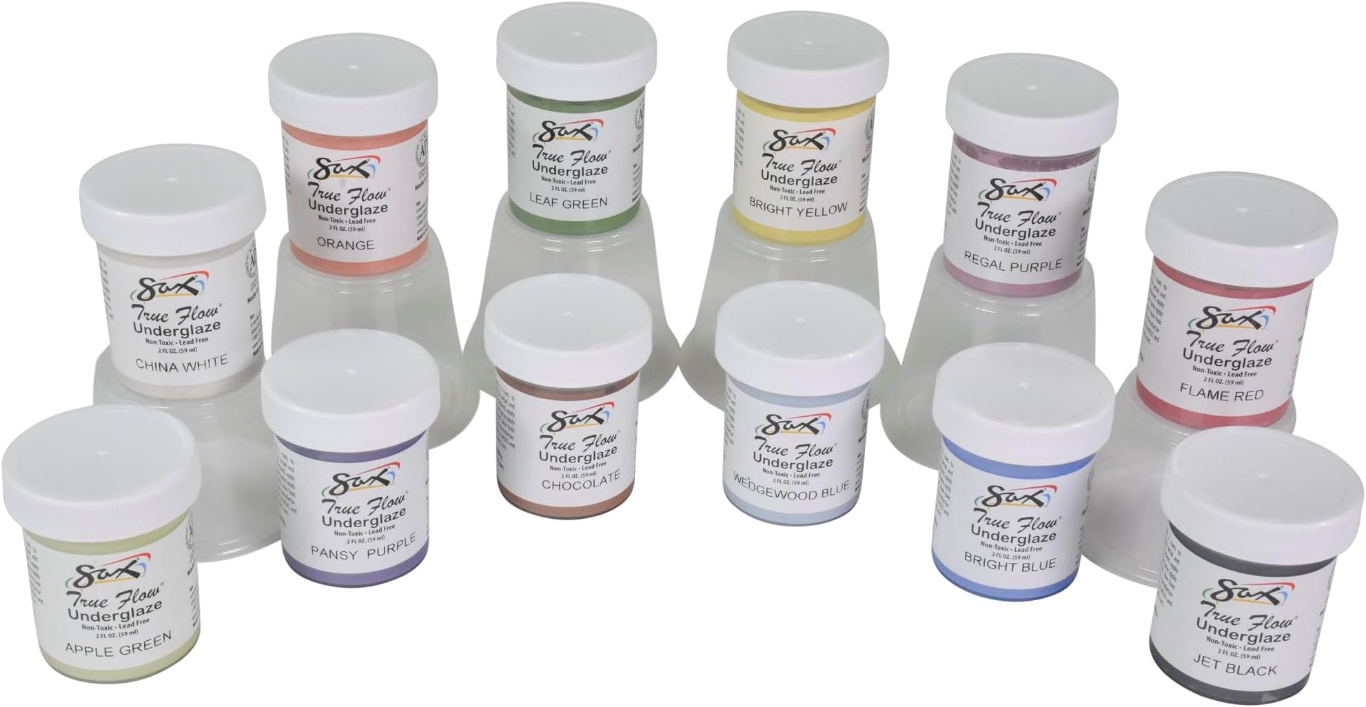 Sax True Flow Underglaze Set, 2 Ounces, Assorted Colors, Set of 12