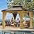 YITAHOME 10x10ft Hardtop Gazebo w/Nettings and Curtains, Heavy Duty Gazebo w/Wood Grain Double Roof Galvanized Steel Outdoor Combined of Vertical Stripes Roof for Patio, Backyard, Deck, Lawns, Brown