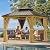 YITAHOME 10x10ft Hardtop Gazebo w/Nettings and Curtains, Heavy Duty Gazebo w/Wood Grain Double Roof Galvanized Steel Outdoor Combined of Vertical Stripes Roof for Patio, Backyard, Deck, Lawns, Brown