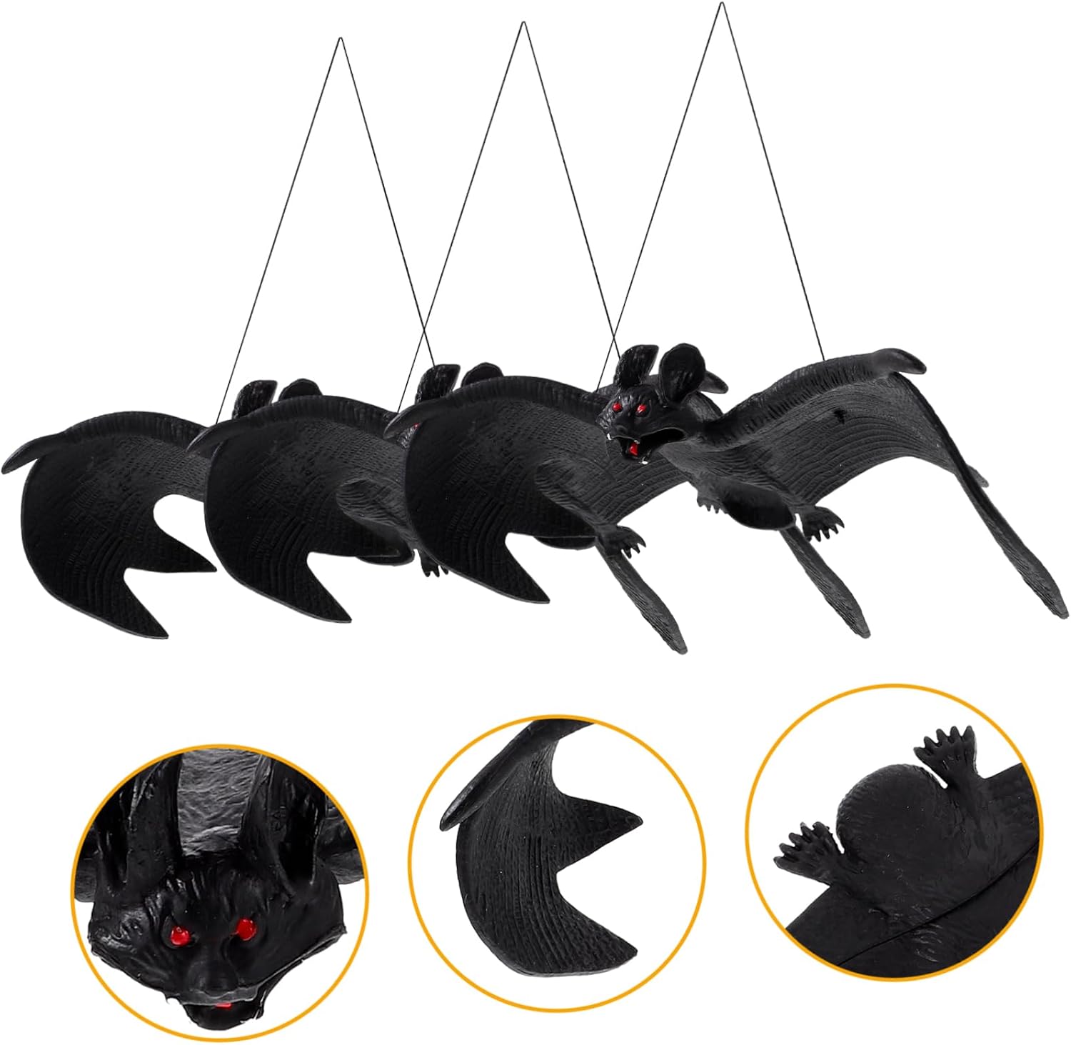 3pcs Extra Halloween Bat Pendants Realistic Hanging Decor for Parties for Spooky Decorations for Halloween Events and Themed Gatherings