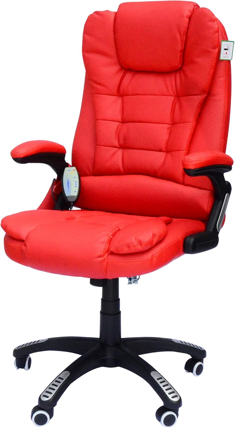 Office Chair Adjustable Heated Ergonomic Massage Swivel Vibrating High Back Faux Leather