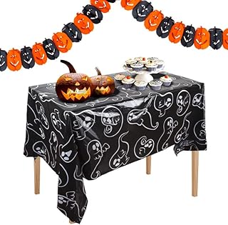 Jwssor Halloween Tablecloth,220x130cm Waterproof Tablecloth,Ghost Tablecloth for Halloween Party Decoration