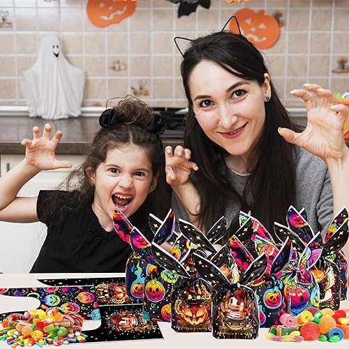 100 PCS Halloween Sweets Bags for Trick or Treat, Candy Bags 14 * 23cm, Biscuit Goody Pouches, Small Toy Party Supplies - Image 6