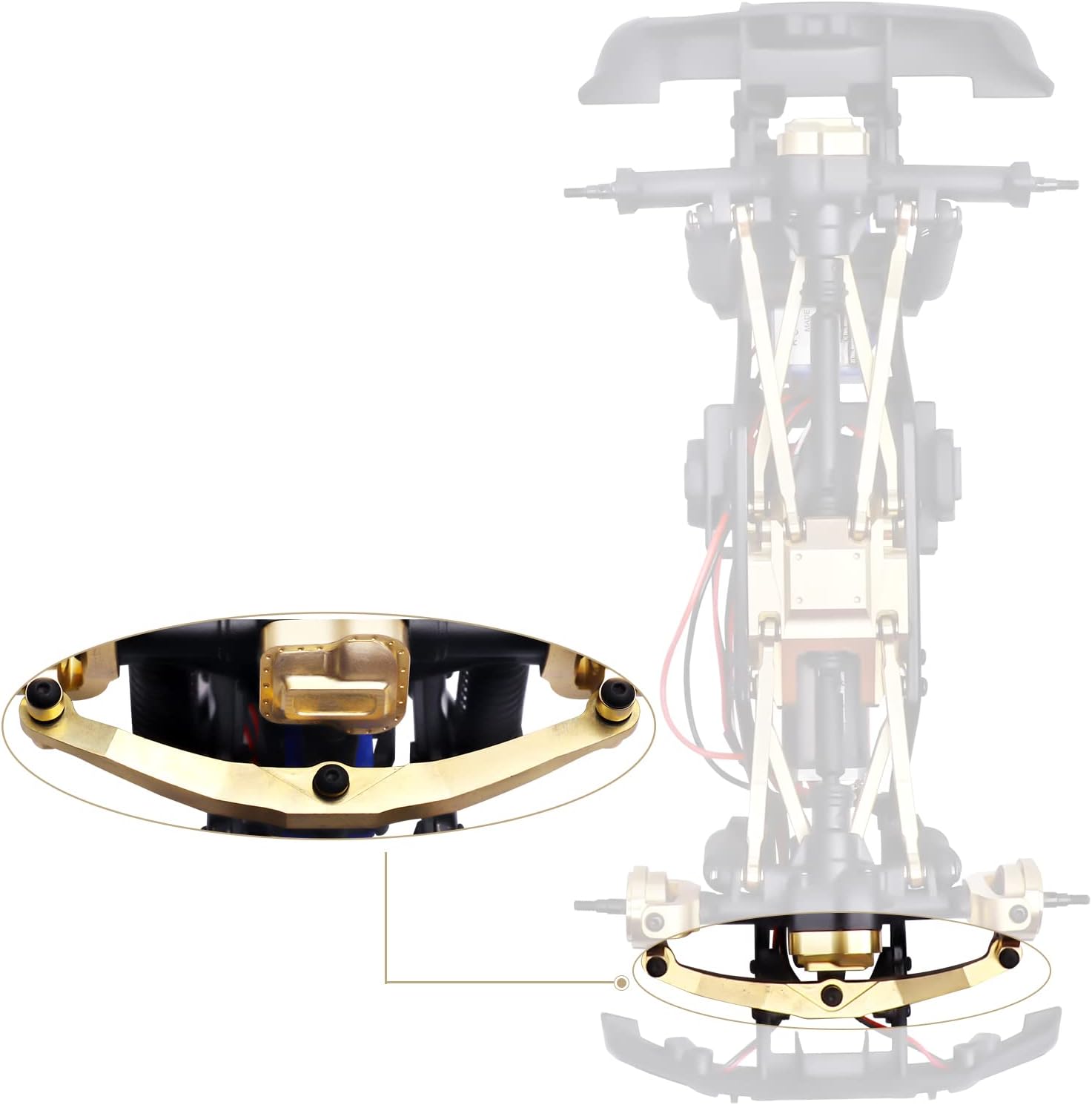 Brass Steering Knuckles Caster Blocks C-Hubs and Steering Link for TRX4M TRX4MT 1/18 RC Crawler Upgrades (Gold)