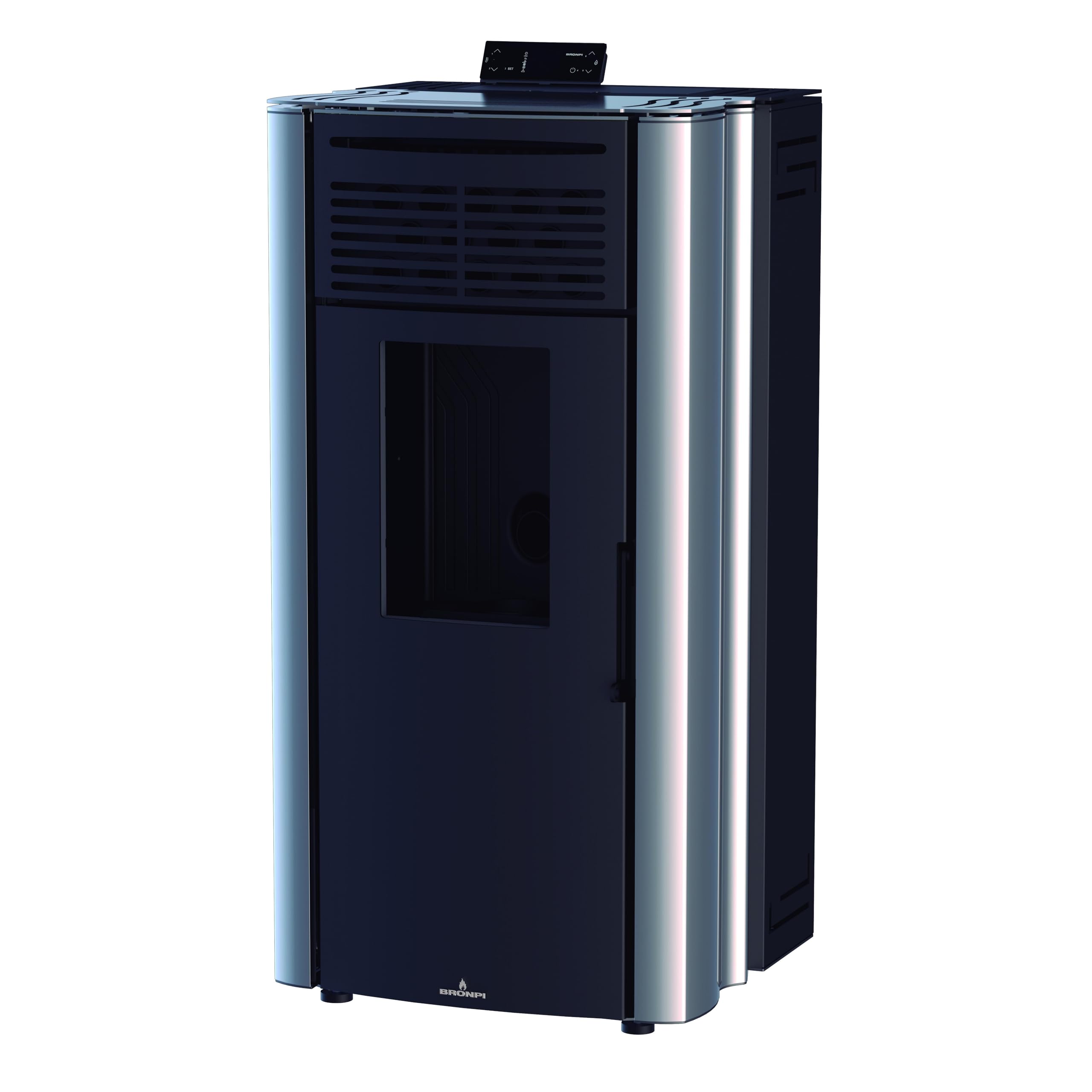 BRONPI - Estufa de Pellet Color Plata Modelo CORAL-PL de 15 kW