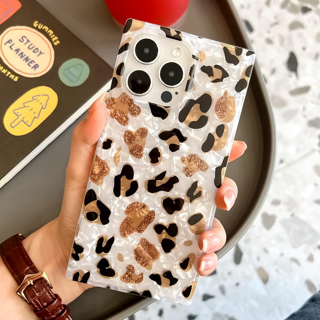 Leopard Compatible with iPhone 14 Pro Max Case Rectangle,Cute Case Cheetah Print Soft Silicone Protective Girly Case Cover for 14 Pro Max - 6.7 inch (Leopard) image 4