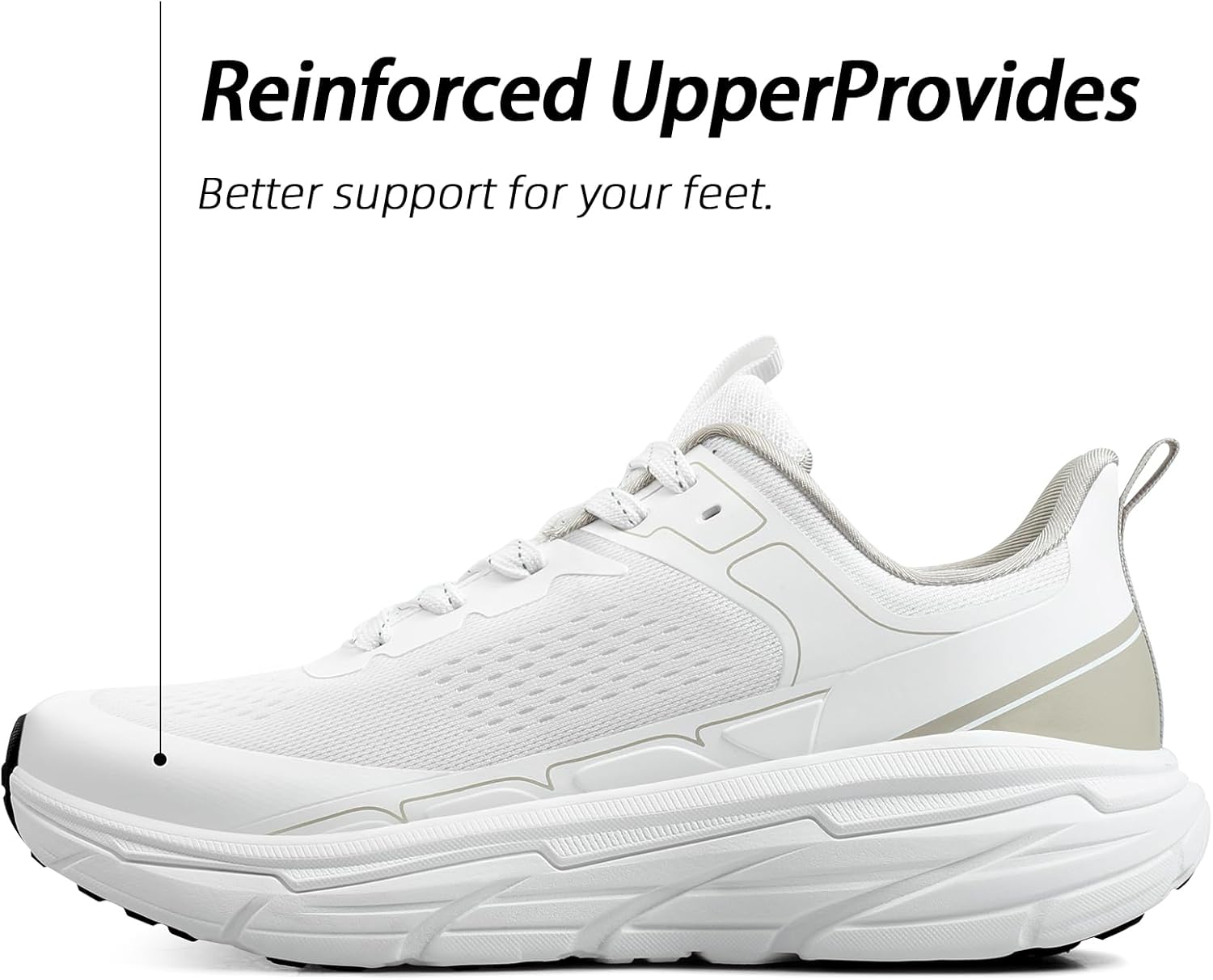 Men's Slip on Walking Sneakers - Lightweight Running Shoes - Cushioned Comfort for Gym, Training, Tennis, Workout - Athletic Fashion - Black/Beige Size 6.5-13 - Image 7