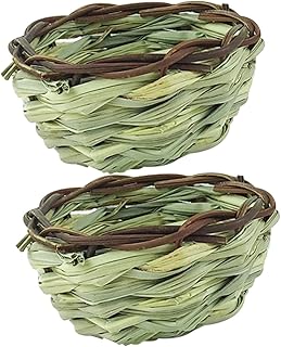 Balacoo 2 Pçs Ninho De Pássaro De Palha Gaiola De Pássaro Redonda Decoração De Pássaro Acessórios De Trança Tecido À Mão Ninho De Pássaro Gaiola De Pássaro Adorno De Pássaro Tecido À Mão