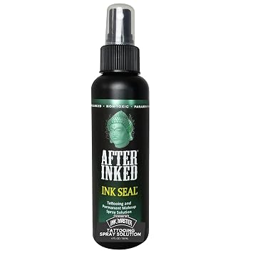 After Inked Ink Seal Spray, Tattoo & Permanent Makeup Cleanser, Gentle, 4oz | Tattoo & Permanent Makeup Cleanser, Moisturizing Mist, for All Skin Types, Hydrating, Non-Irritating & Gentle, Spray Bottle