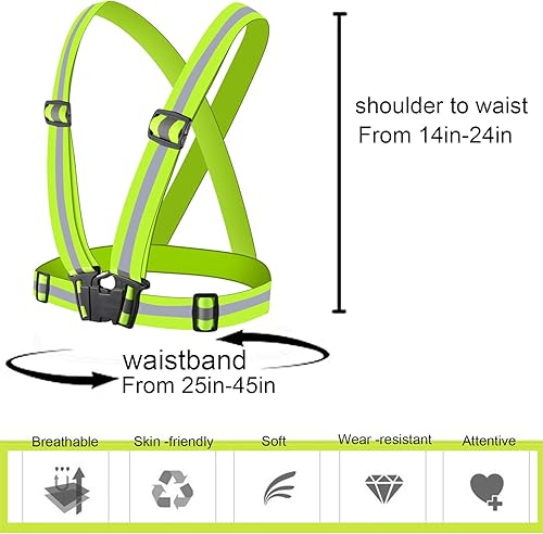 Miniatura 5 de Chaleco de seguridad reflectante de 2 piezas, chaleco de seguridad ajustable de alta visibilidad, chaleco de correr para actividades al aire libre,