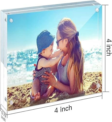 Miniatura 6 de HELPLEX Marco acrílico, paquete de 5 marcos acrílicos de 4 x 4, marco transparente de 0.78 pulgadas más grueso, marco magnético de doble cara,