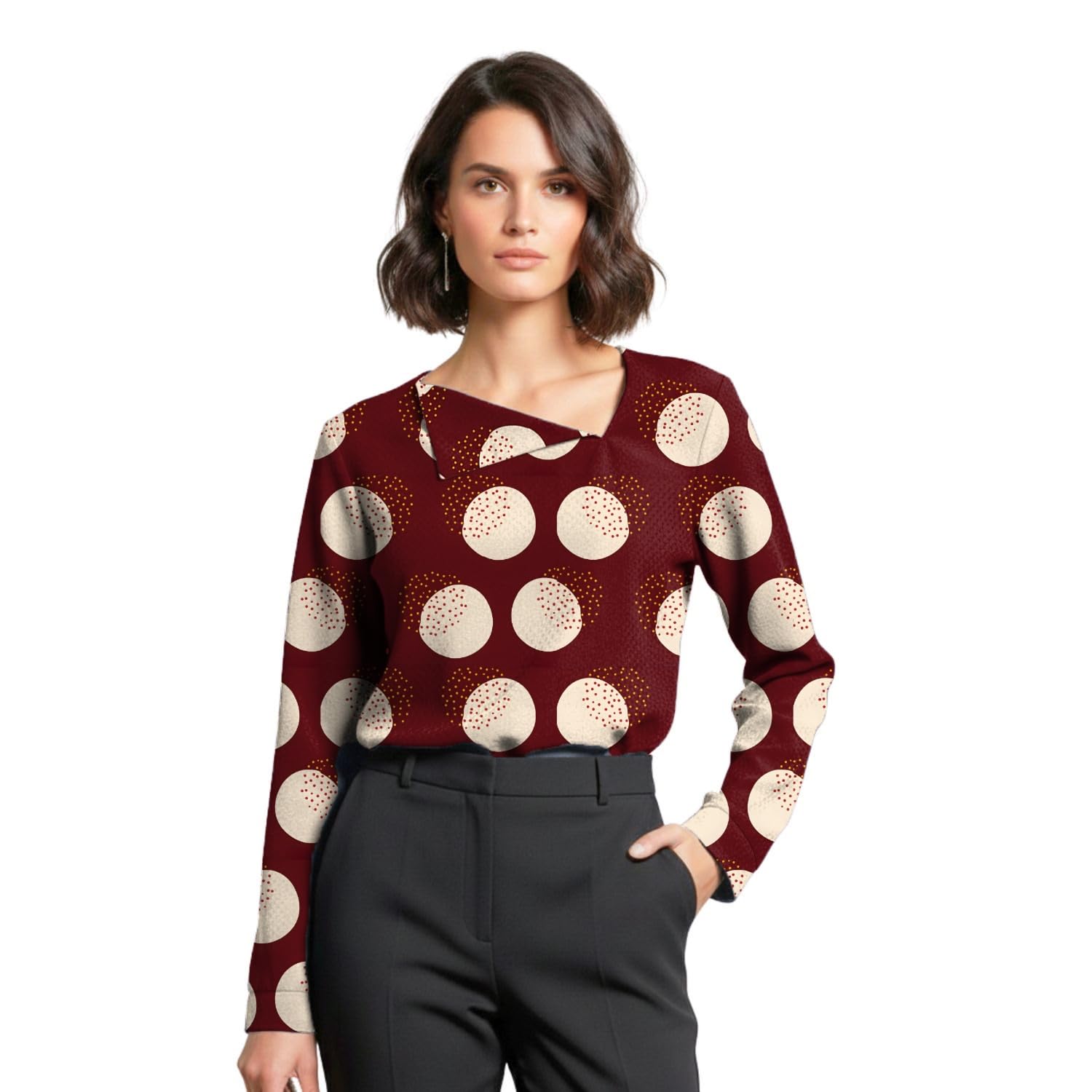 blacksmith Lunar Speckle Asymmetrical Formal Office Shirt for Women | Women Stylish Western Tops-picture-20