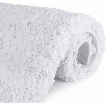 Amazon Com Bathroom Rugs Microfiber Plush Bath Mat Machine Washable Slip Resistance Rubber And Absorbency Bath Rugs For Bathroom Floor Door And Sink Rectangular Floor Mat White 32 X 20 Home Kitchen