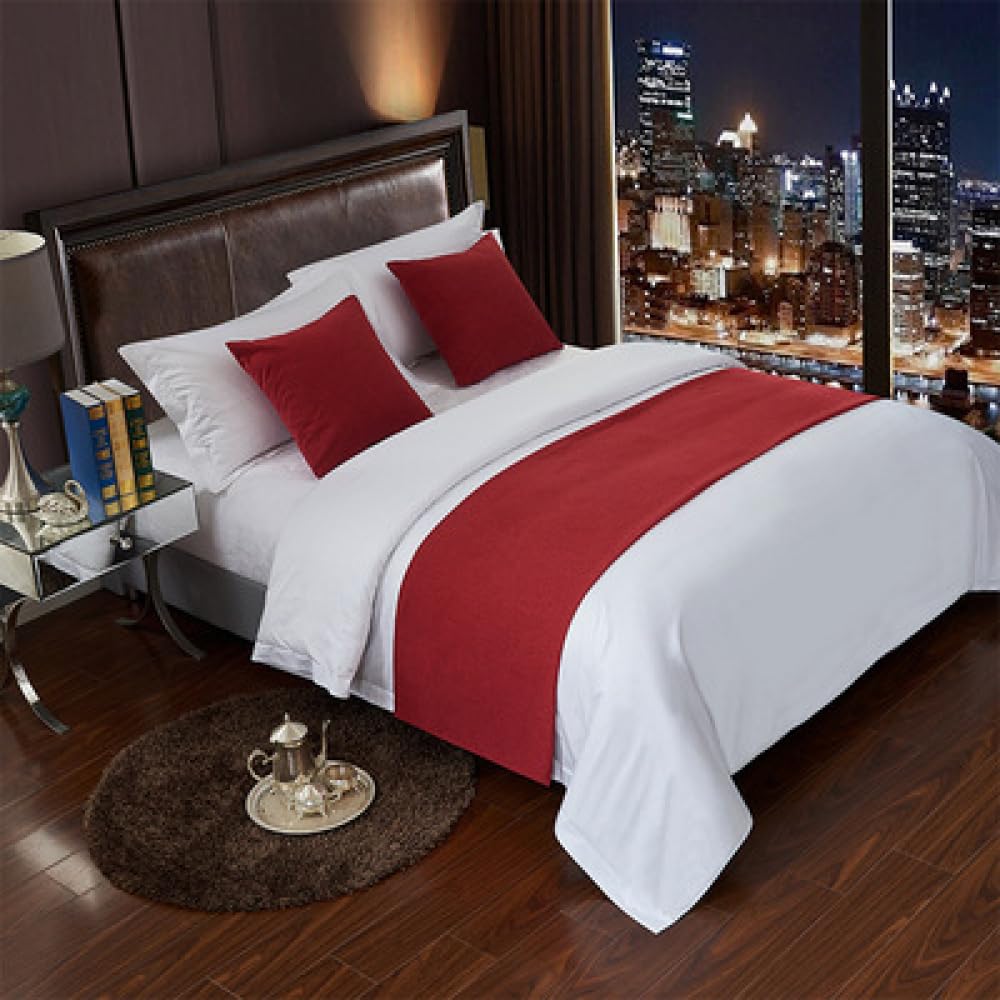 JANMEYO Hotel Bed Runner Scarf Simple Modern Bedspreads & Coverlets Single Double Super King Bedding Throws Home Bedroom Bed Decorations Bed Cover Bed Runners-red||50X50cm Pillowcase*1