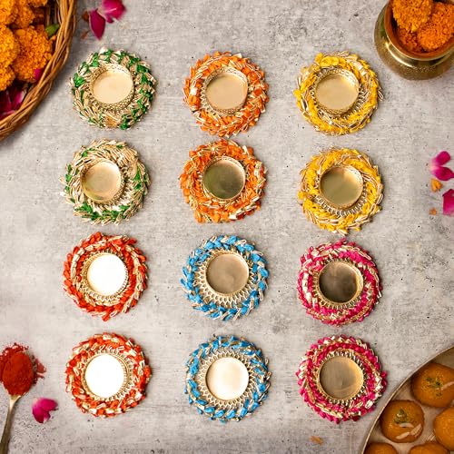 Set of 12 Tea Light Candle Holder, Diwali Decorations for