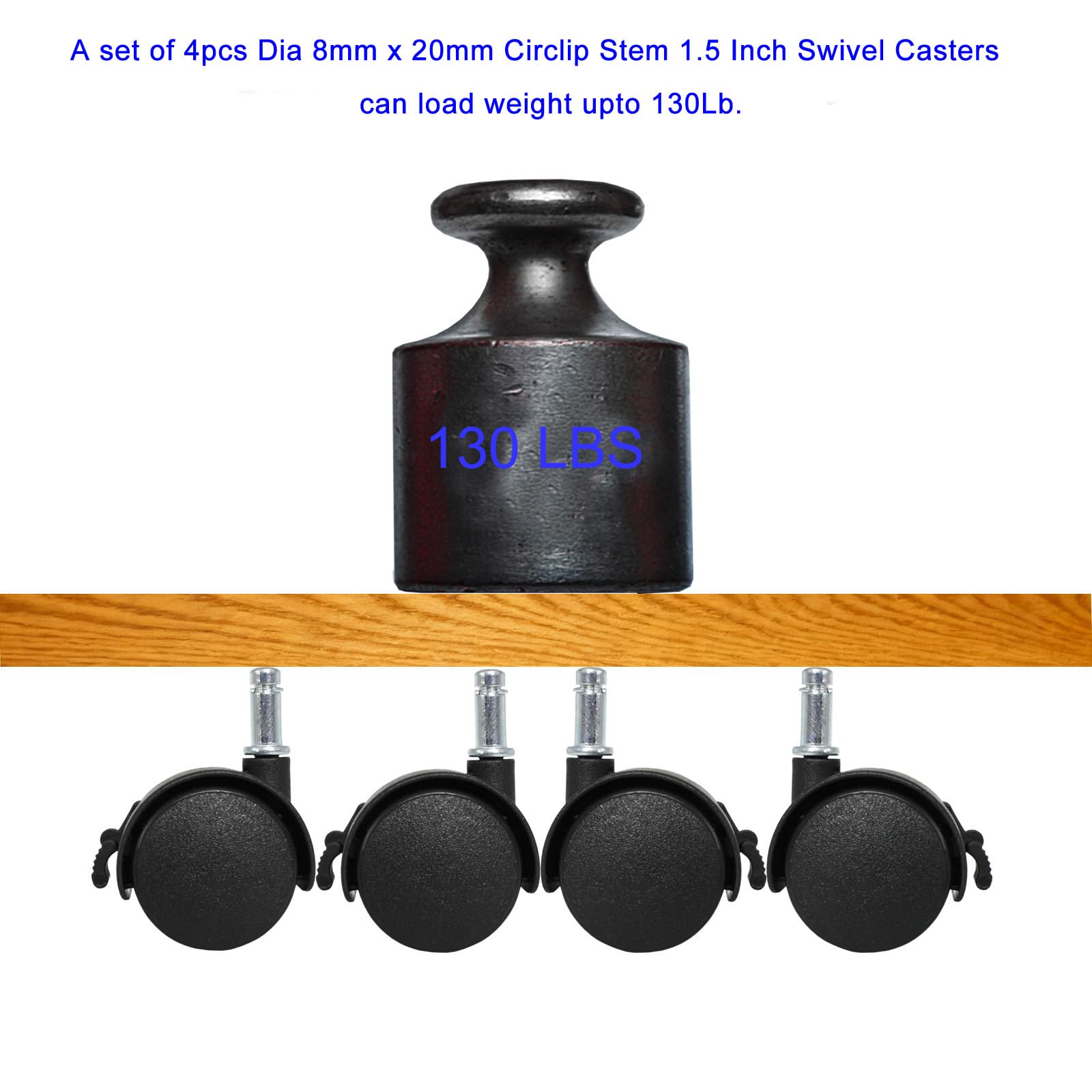 Swivel Caster Wheels - 4 Pack, 1.5 Inch -7