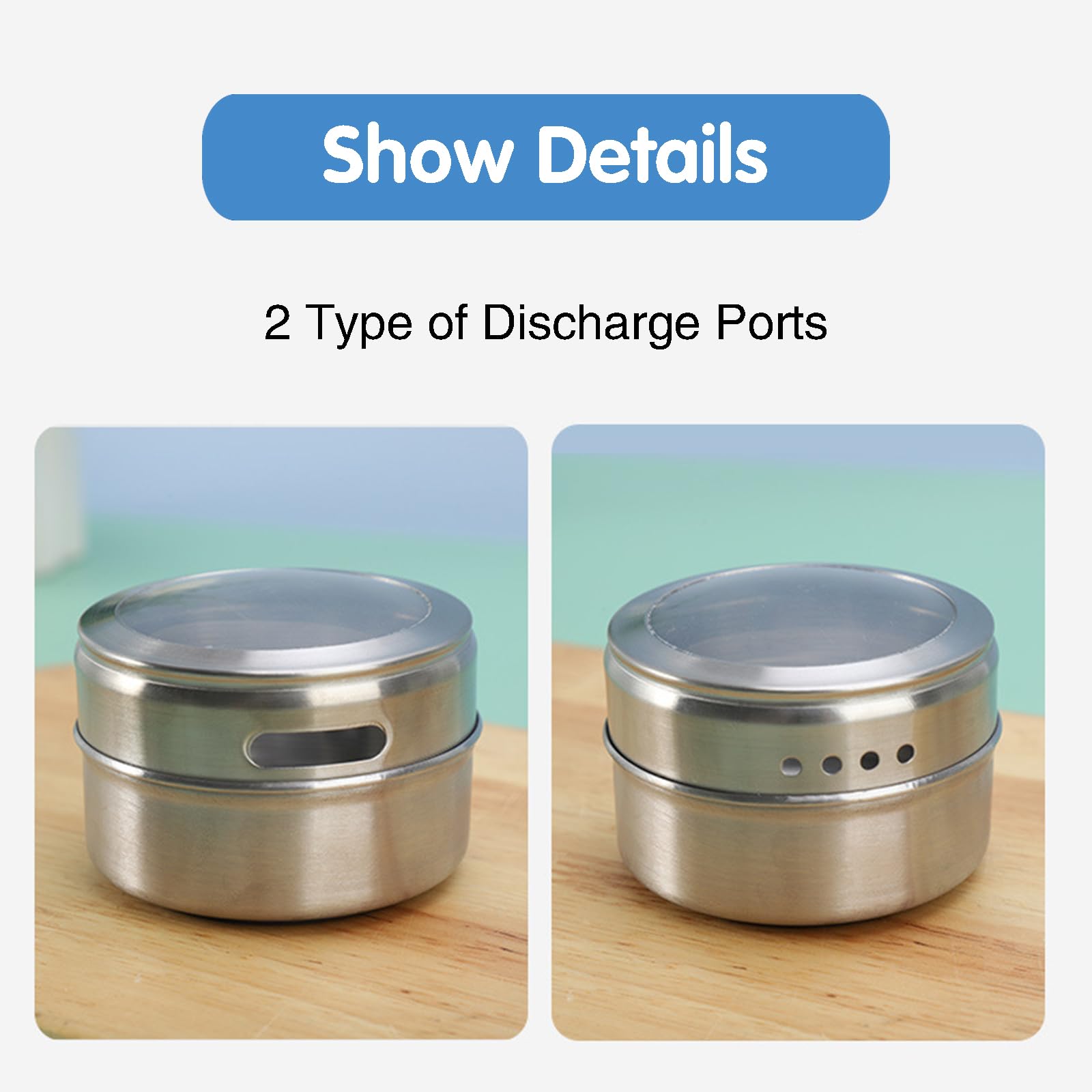 Amazon｜蓋とシャーシ付き磁気スパイスジャー12個、ステンレススチール