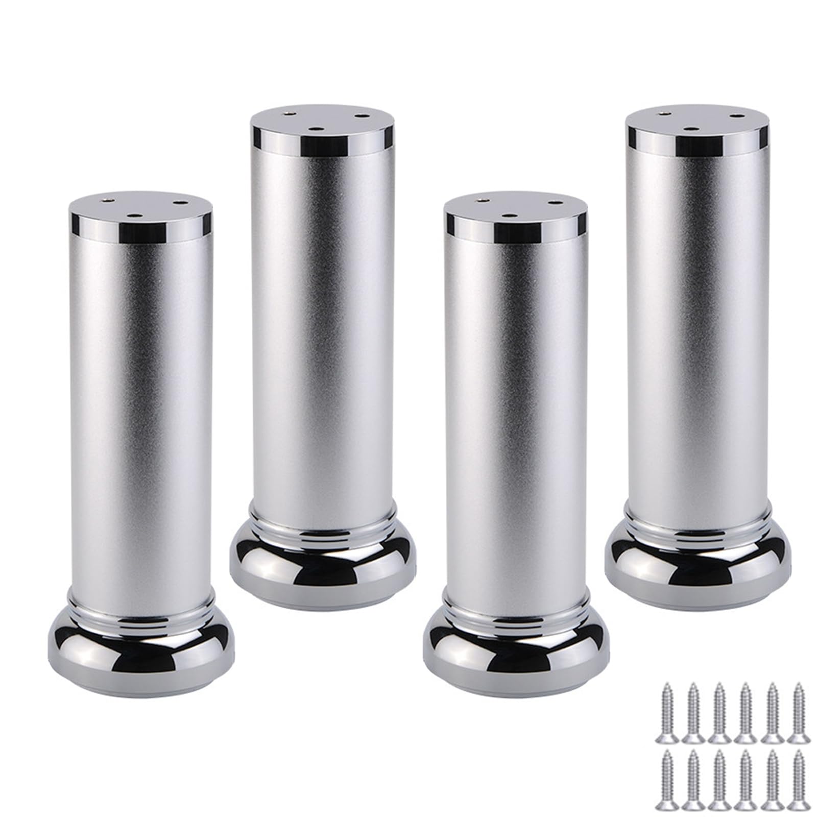 GHHVFEC Adjustable Metal Sofa Legs, Replacement Support Feet for Furniture, Cabinet, Dresser, TV Stand, Coffee Table, Desk, Bed, 4 Pcs with Screws, Silver Finish