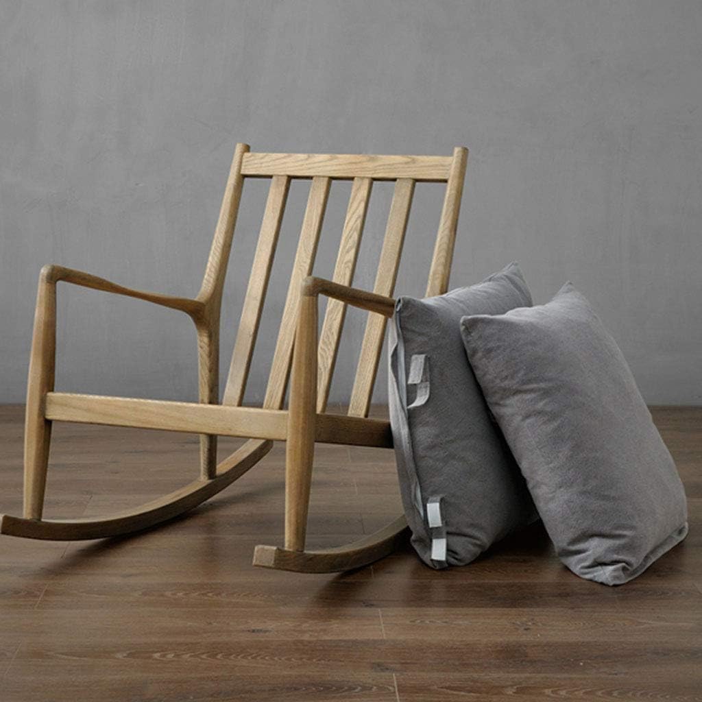 Retro Solid Wood Rocking Chair Smooth Rocking Motion Detachable Washable Zipper Cushion Suitable for Terrace Living Room