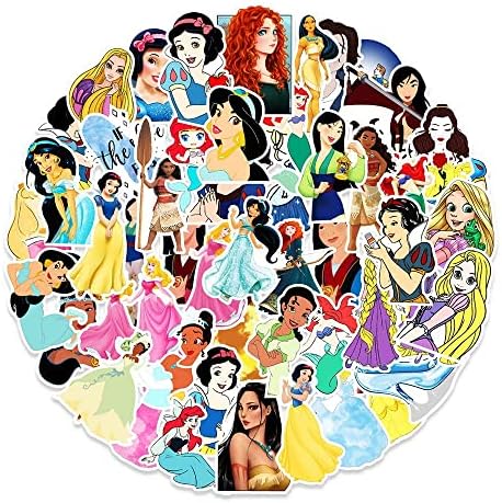 50PCS Cartoon Princess Stickers for Kids Teens Girls,Laptop Stickers,Stickers for Water Bottle,Water Proof Sticker,Phone Stickers,Skateboard Stickers