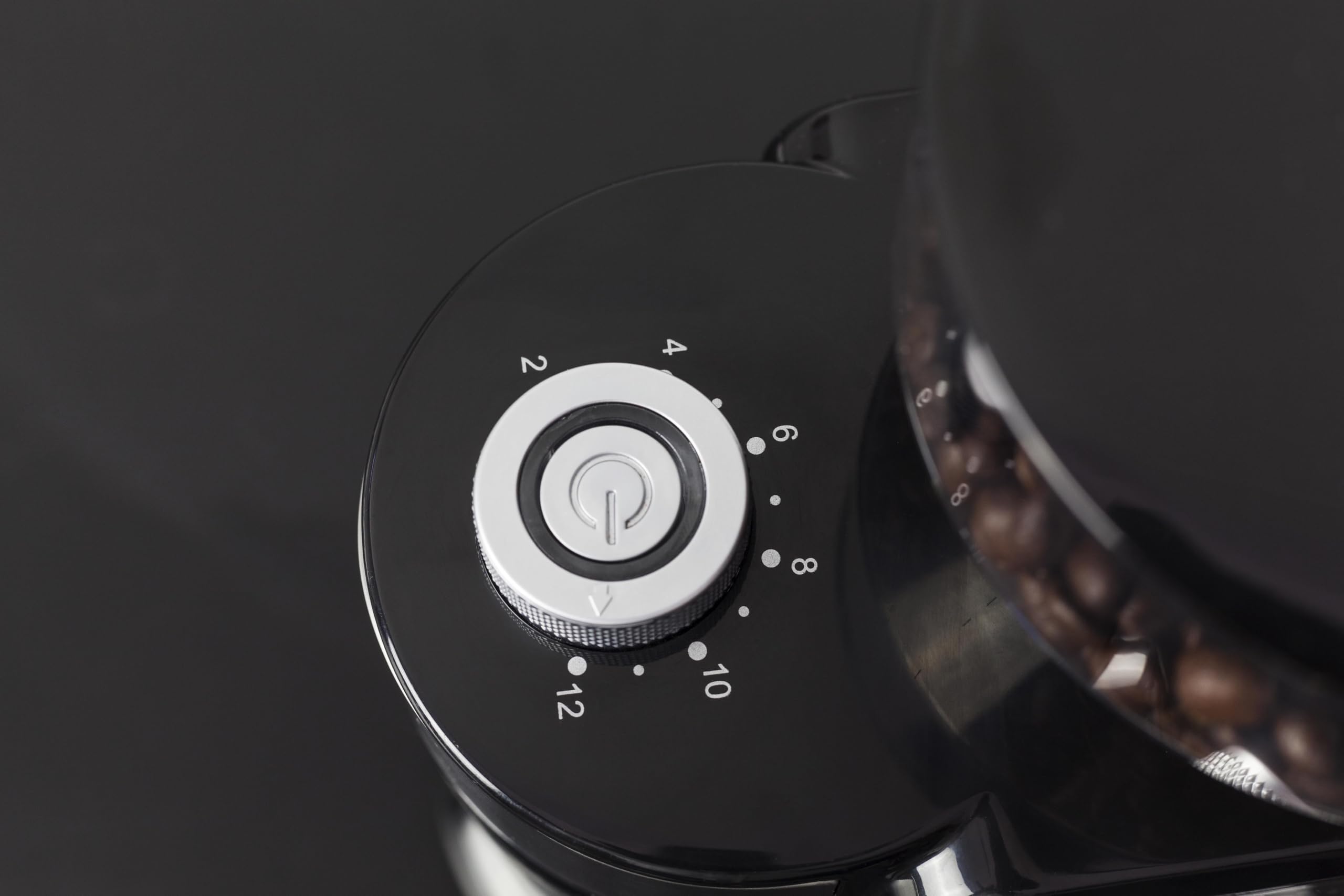 CASO Barista Crema - macina caffe' elettrico con macine piane, 150 W, capacità 190 g (da 1 a 12 tazze) e contenitore raccoglitore estraibile fino a 140 g, 48 livelli di macinatura, acciaio inox