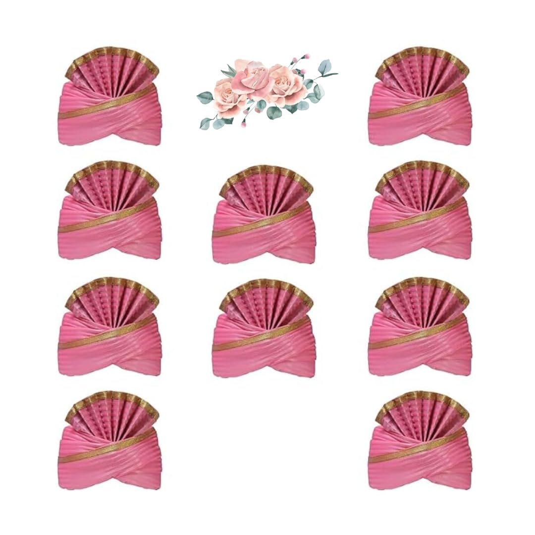 homry Pagdi/Turban for Barati & Gharati to celebrate Wedding/other function for Men & Women (Free Size) II Pack of 10 II,Pink Color-picture-28