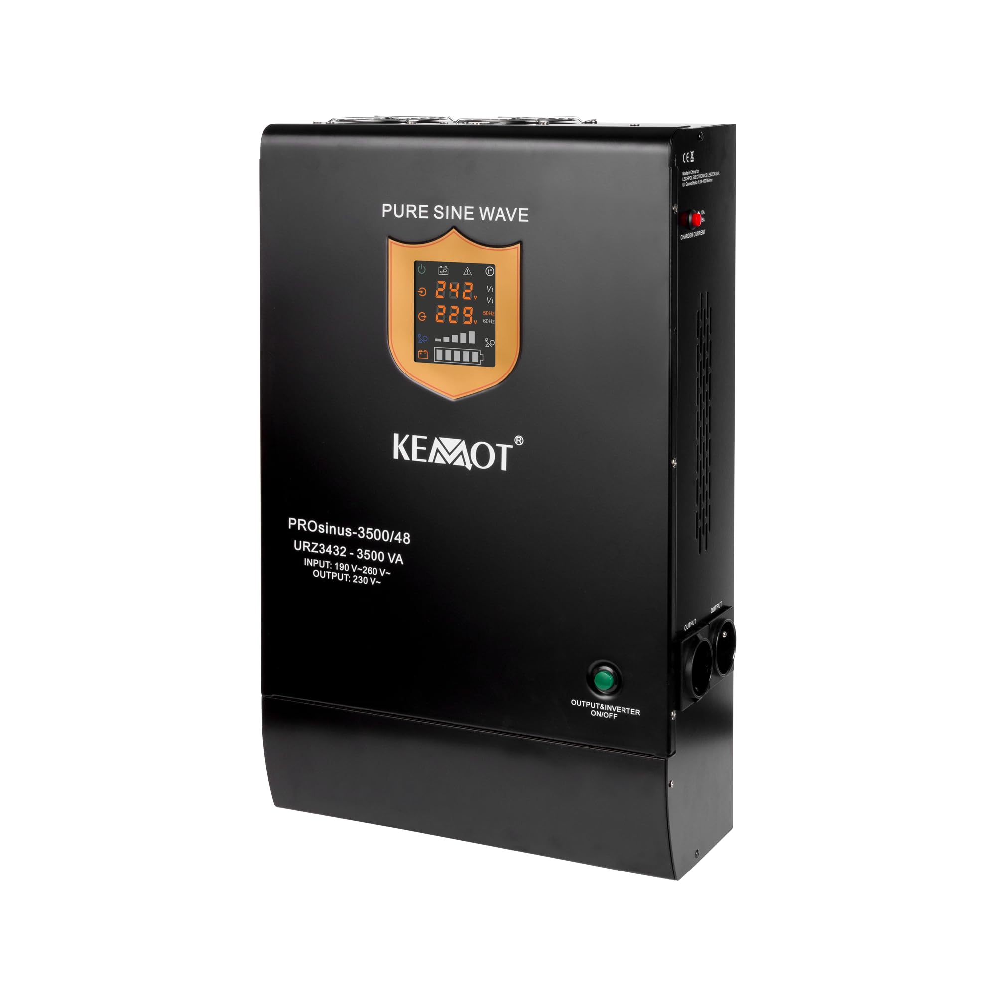 Kemot Zasilacz Awaryjny PROsinus-3500 URZ3432 Przetwornica Z Czystym Przebiegiem Sinusoidalnym I Funkcją Ładowania 24V 230V 3500VA/2400W