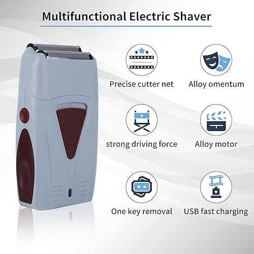 Miniatura 6 de Cortadora de pelo eléctrica, máquina de afeitar recíproca de la cabeza doble de la cortadora de pelo eléctrica recargable de los hombres