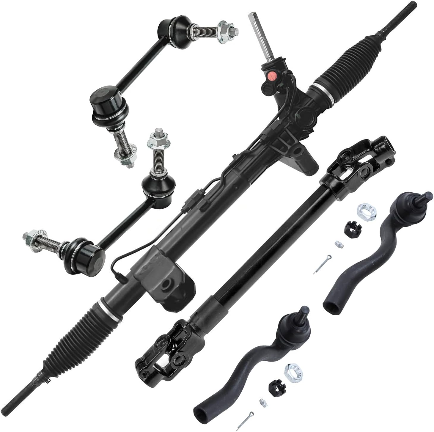 Detroit Axle - 4WD Rack and Pinion Kit for 2011-2015 Jeep Grand Cherokee Dodge Durango, 2012 2013 2014 Power Steering Rack and Pinion Intermediate Steering Shaft Front Outer Tie Rods Sway Bars