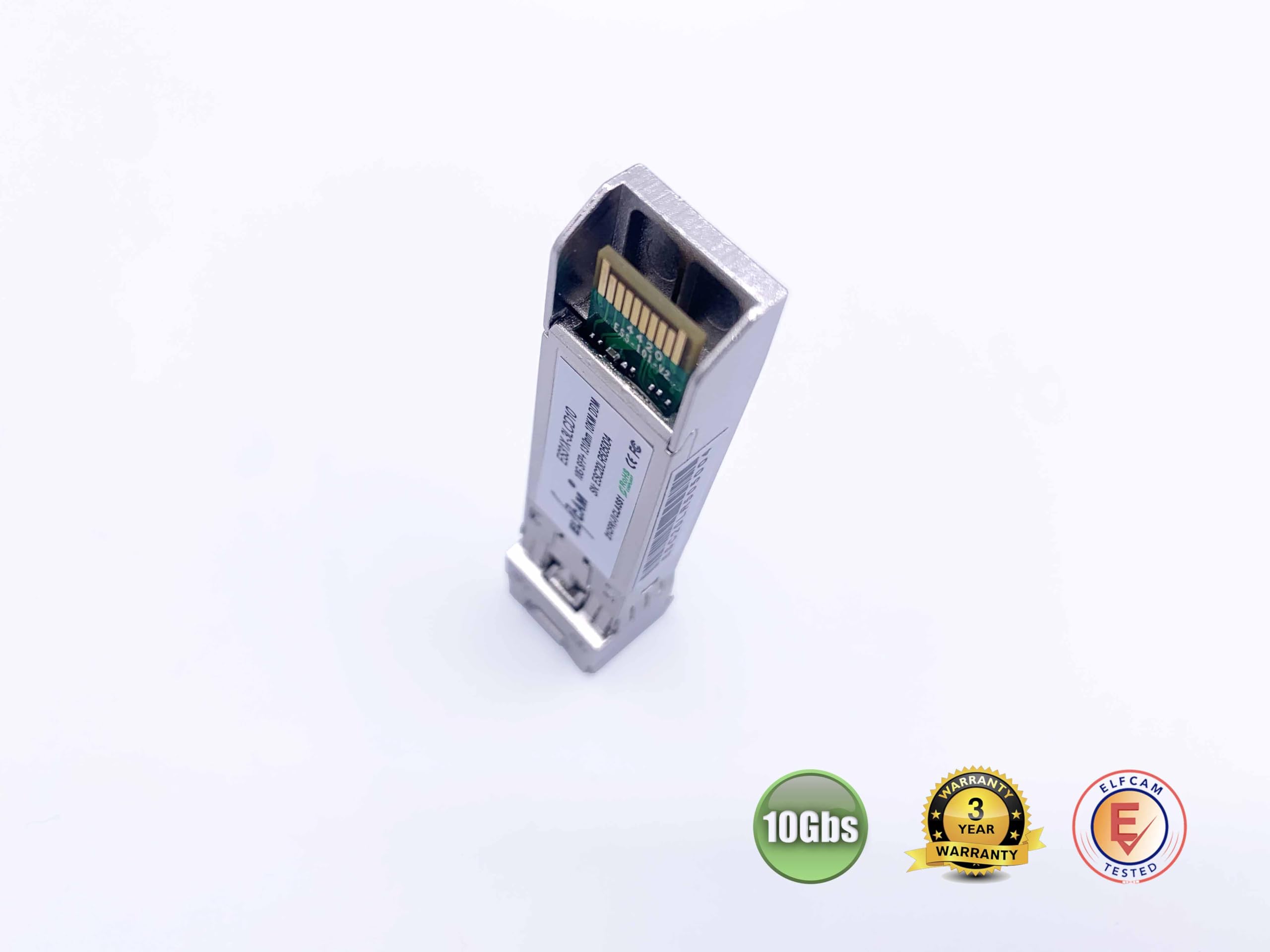Elfcam Modulo Ricetrasmettitore Fibra Ottica 10Gb SFP+ SFP+ 10GBase-LR 1310nm LC/UPC DM OS2 Compatibile Freebox Ultra 1 Pezzo