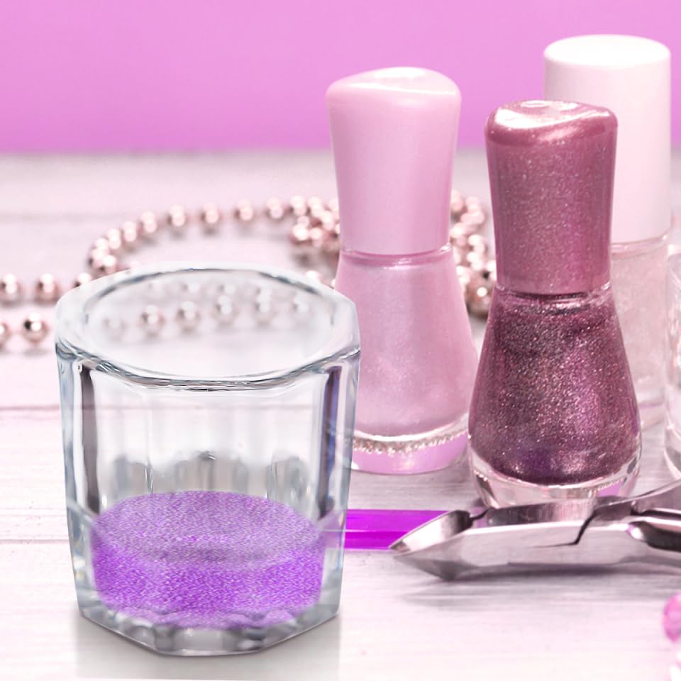 Frcolor 2Pcs Manicure Crystal Glass Cups Liquid Holder Manicure Bowls for Nail Salon Nail Art Mixing Tool 1.29X1.29X1.29In