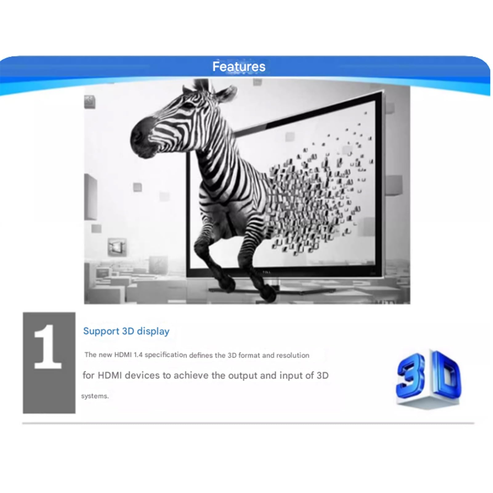 Powielacz i rozgałęźnik HDMI z kablem zasilającym, HDTV 1 do 4, 1 do 3/8/10/3D, monitor TV 4K do 60 Hz (4 porty)