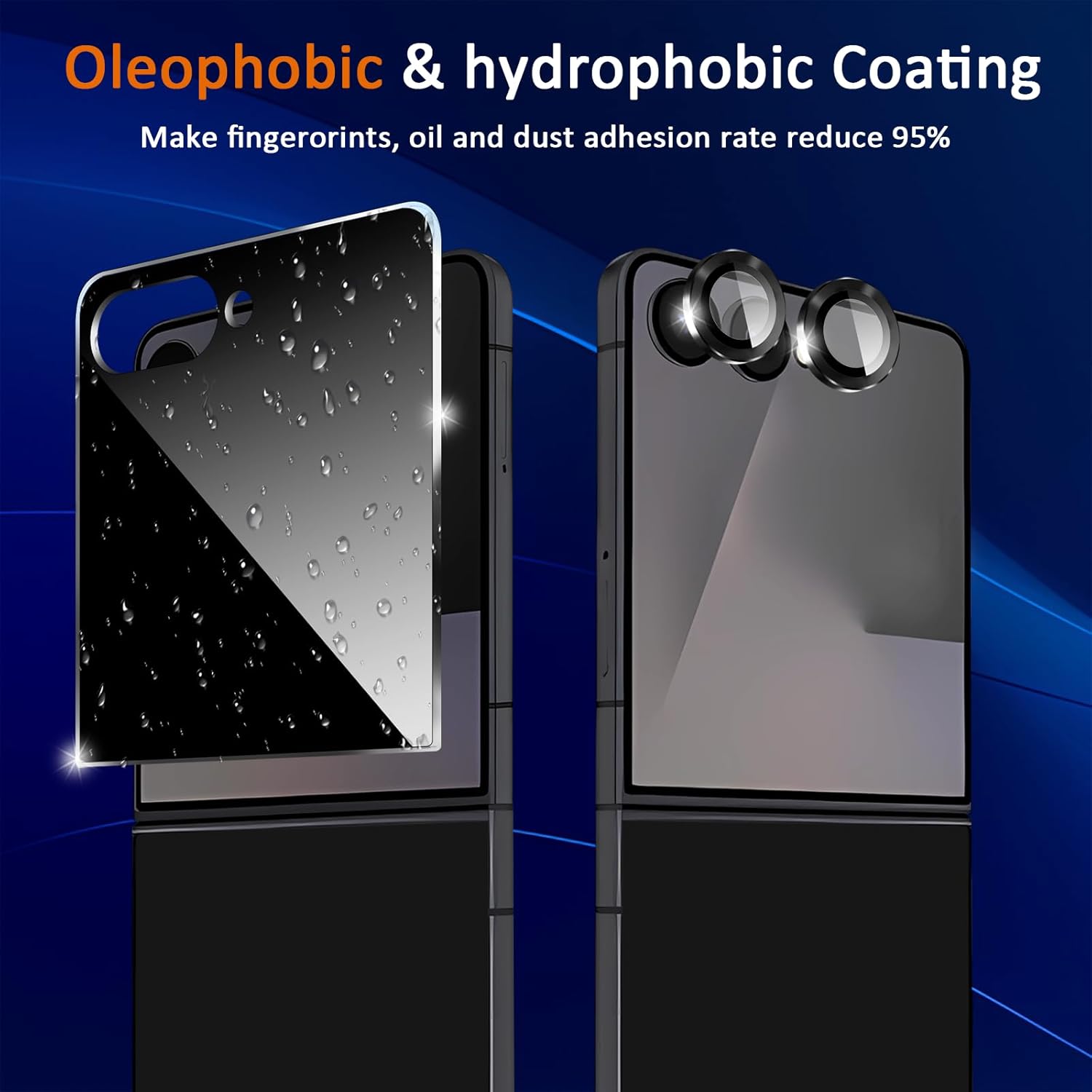 (3+2 Pack) Privacy Screen Protector for Samsung Galaxy Z Flip 7 + Aluminum Metal Circle Camera Lens Protector,Anti-spy,9H Shatterproof, Bubble-Free, Case Friendly for Galaxy Z Flip 7 - Image 4