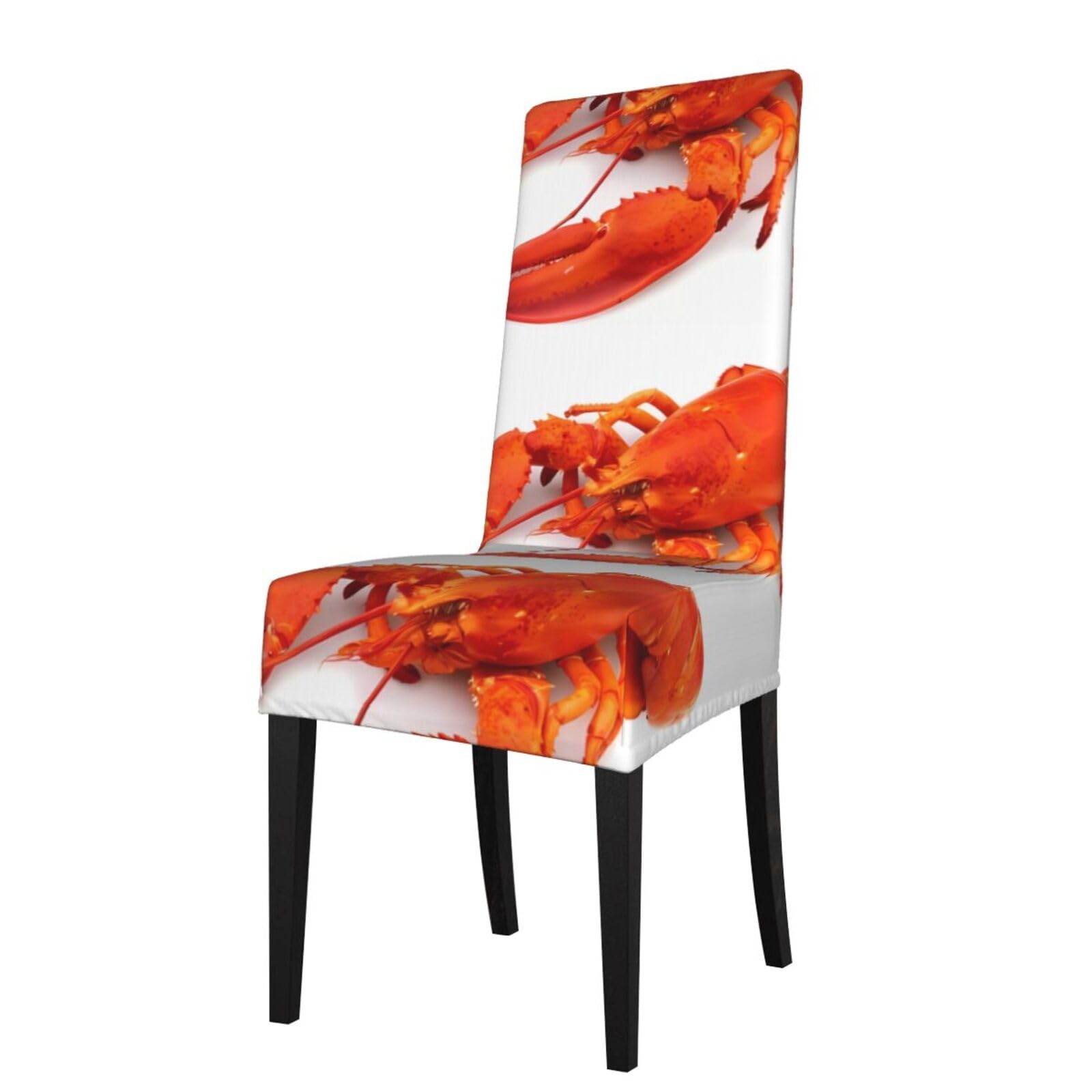 YYHWHJDE Lobster Prints Dining Chair Throw Covers – Stretchable Polyester Blend Protects Your Chairs with Easy Style & Easy Care