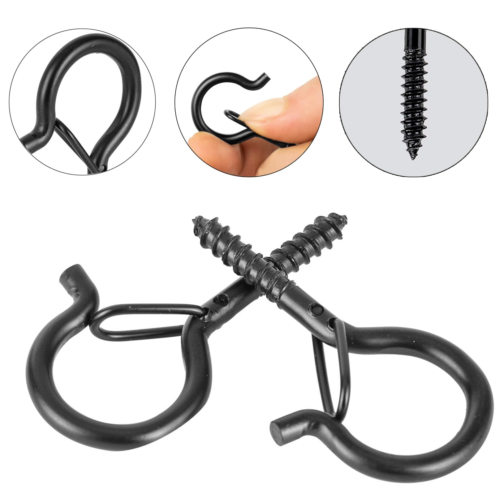Oenothera 30 Pieces Q Hanger Hooks with Safety Buckle, Screw Hooks - Image 3