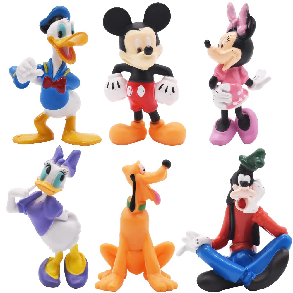 Minnie Mickey Mini Figures Cake Decoration Figurine Happy Birthday Party Supplies Cake Decorations Cupcake Figurines for Girl Women Birthday Baby Shower Party 6Pcs