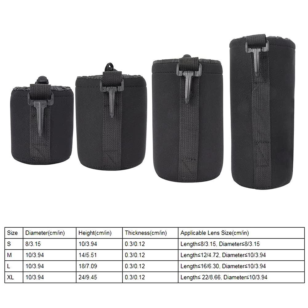 CHICIRIS 4PCS Custodia Per Obiettivo, Custodia Per Obiettivo In Neoprene, Custodia Per Fotocamera DSLR Custodia Per Obiettivo Per Fotocamera 4PCS S M L XL Per Fotografi Professionisti - Foto 13