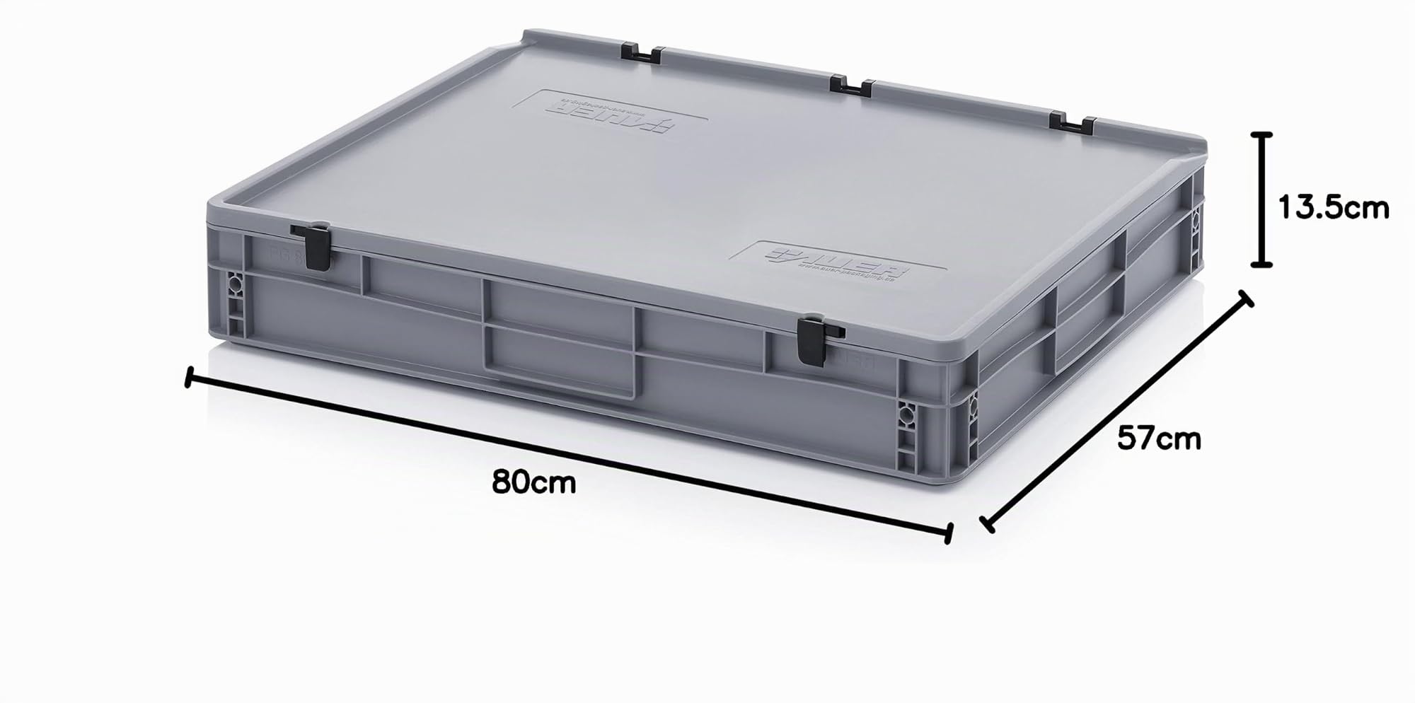 Auer Packaging Eurobehälter-Eurobox 80 x 60 x 13,5 cm mit Scharnierdeckel inkl. gratis Zollstock