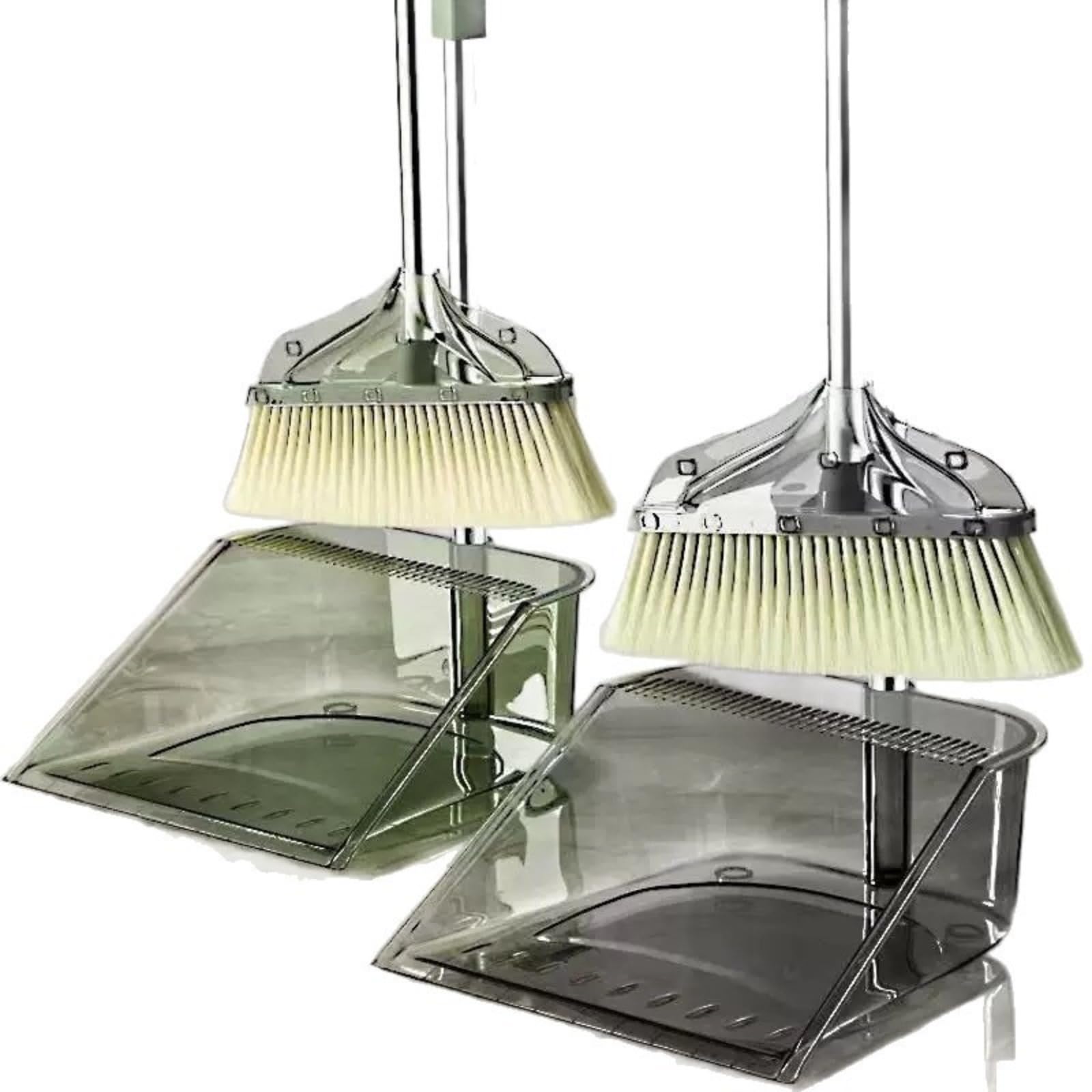 Household broom and dustpan set, thickened, lightweight luxury broom, soft bristles, transparent for hair