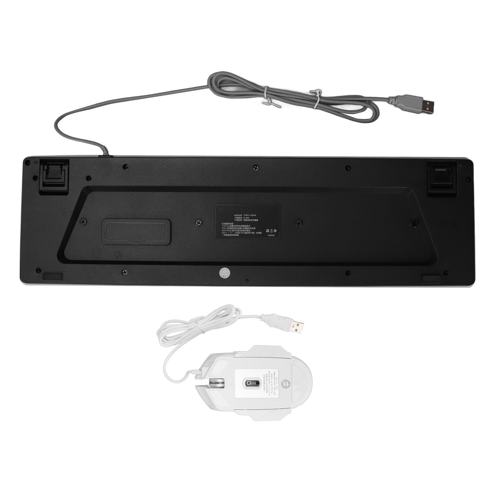 Tastiera da gioco cablata e mouse combinato, 104 tasti RGB retroilluminato tastiera meccanica Gaming Mouse Set 3600 DPI, per giocatori PC (bianco)