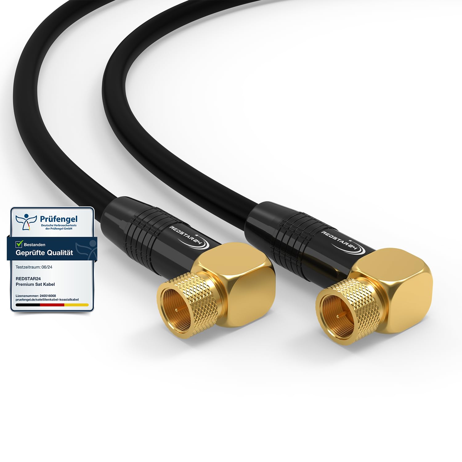 SAT Kabel 1m Satellitenkabel SAT TV Antennenkabel Digital Koaxialkabel Coaxial Internet 2x F-Stecker 90° Grad Gewinkelt Winkelstecker Router Modem Anschlusskabel HD 4K UHD DVB-S DVB-S2 Schwarz,
