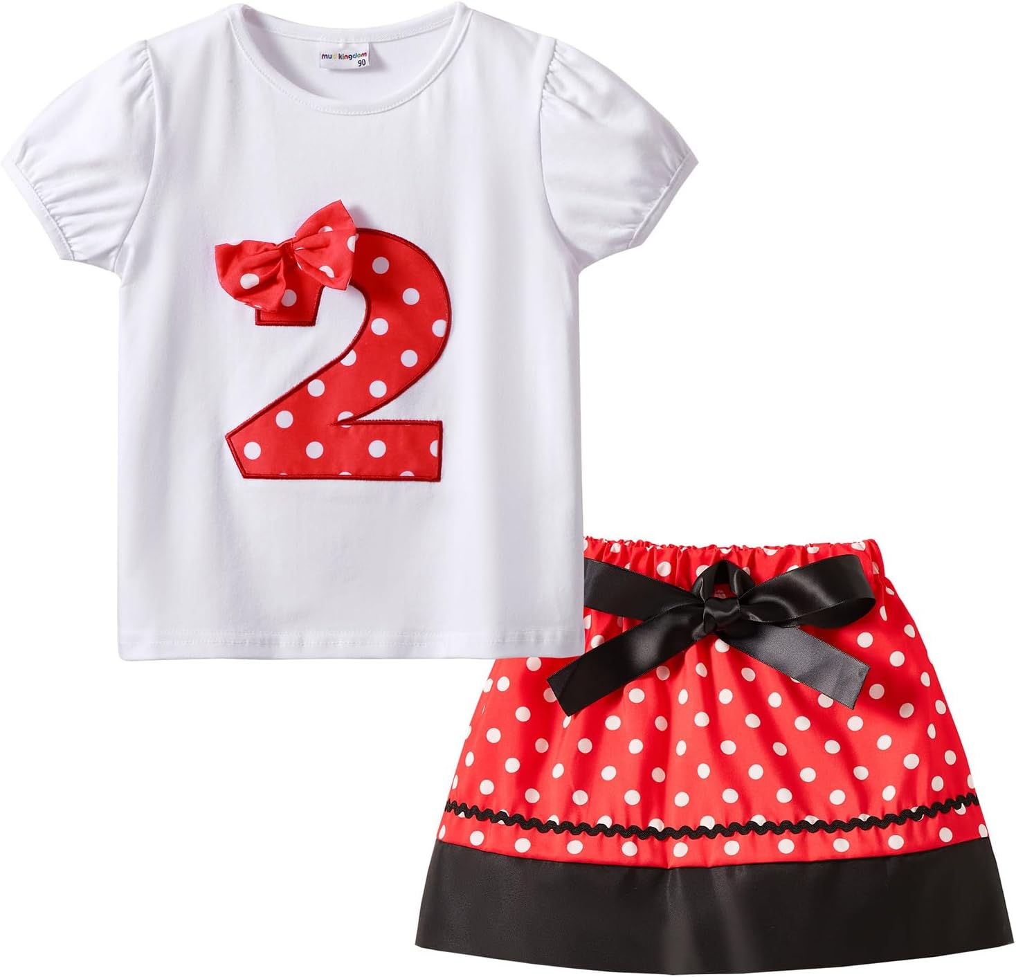 Mud KingdomPolka Dot Toddler Girls Birthday Clothing Set I am 2 Red Skirt